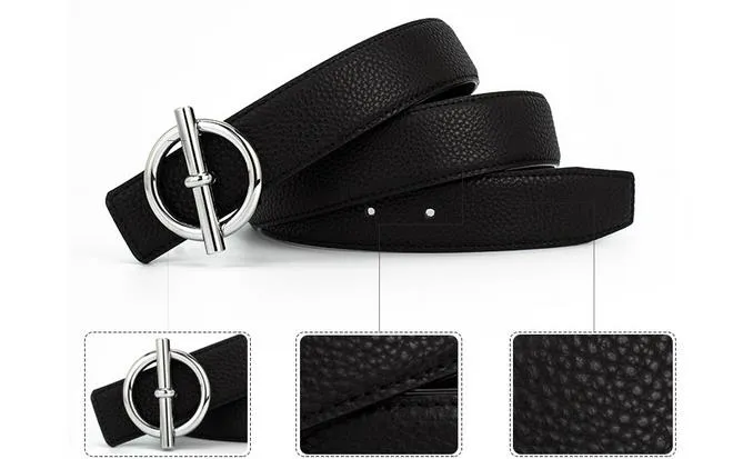 Cinture con fibbia grande firmate 2023, moda uomo donna, cintura in vera pelle, larghezza 3,4 cm, fibbie color argento dorato_voghion.com