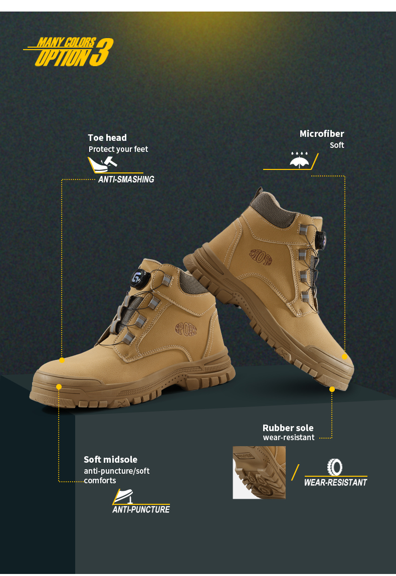 Bottes de sécurité GUYISA pour hommes, chaussures de travail imperméables, embout en acier, résistantes à l'usure, 5035, 39-45_voghion.com