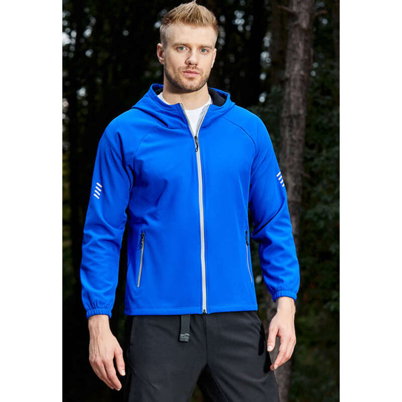Plyschig casual sportlöpnings- och vandringsträningsdräkt, herrjacka med huva och dragkedja, plusstorlek_voghion.com