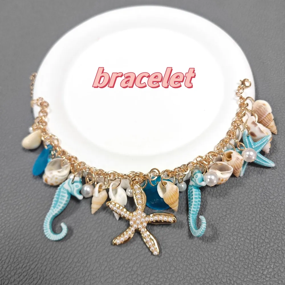 Colliers pendentifs étoile de mer hippocampe coquillage collier de perles coloré été plage vacances tendance femme accessoires bijoux_voghion.com