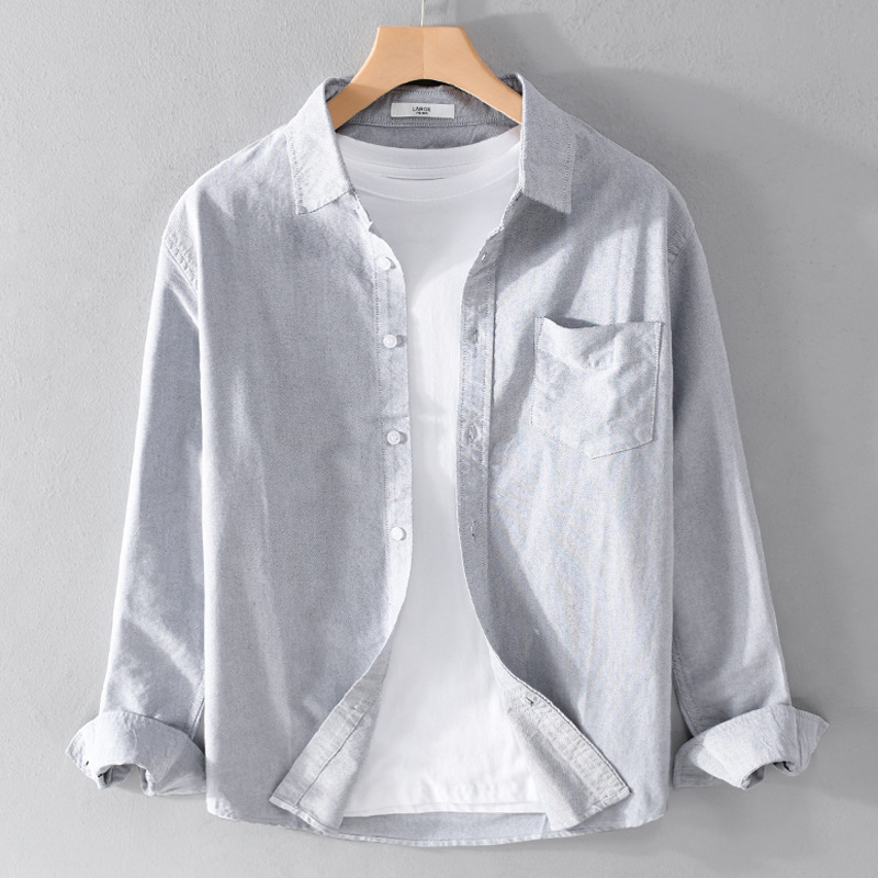 Chemise pour homme, couleur unie, simple, en lin, fine, respirante, polyvalente, décontractée, élégante, à manches longues