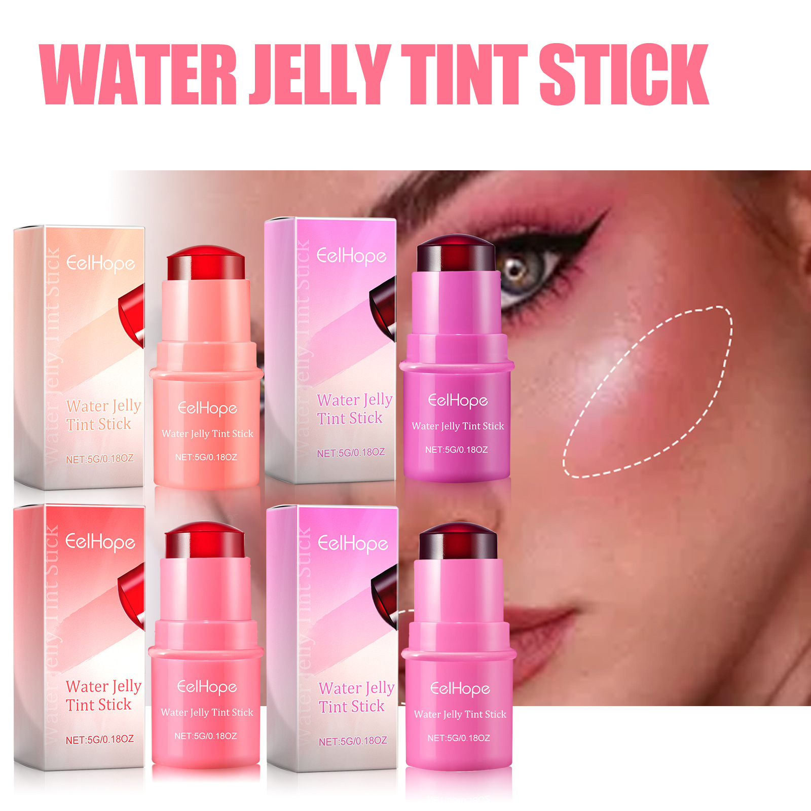 EELHOPE Stick Puder Rouge Aufhellung natürliche dauerhafte matte feuchtigkeitsspendende Lippenfarbe Make-up-Kombination_voghion.com
