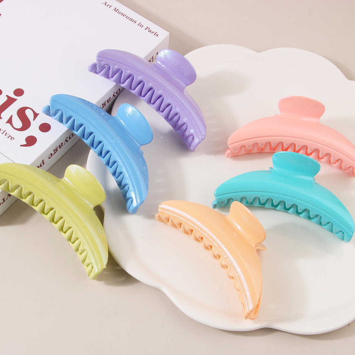 Guanyang ny farve macaron klip grænseoverskridende simpel stor bagside af hovedet kvindelig sommer hår haj klip hårnål_voghion.com