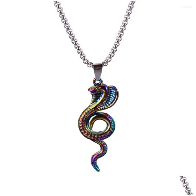 Snake Pendant Necklace Vintage Multicolour Python Jewellery_voghion.com