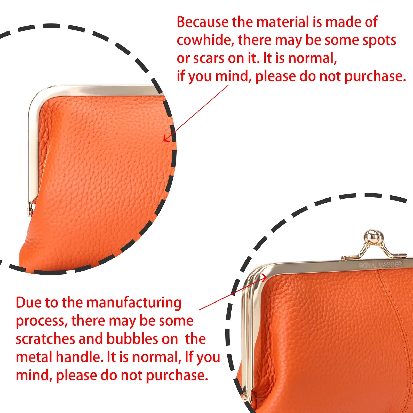 Royal Bagger Kiss Lock Geldbörse für Damen, echtes Rindsleder, großes Fassungsvermögen, Kartenhalter, modische Clutch, Handy-Geldbörse_voghion.com