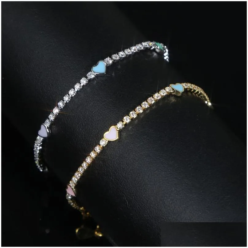 Bracciale charm smaltato arcobaleno cuore tennis elegante_voghion.com