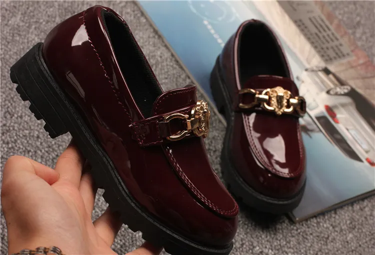 Kids Toddler Patent Leather British Style Children Slip on Loafers for Girl Boy Student Performance Shoes Sizes_desvips.com