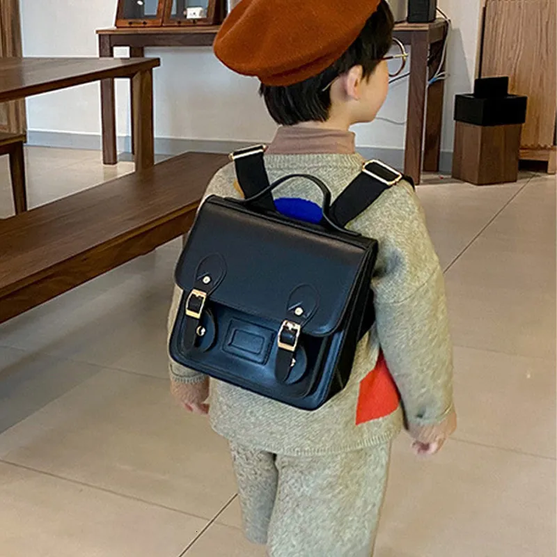 Zaini Borsa da scuola per bambini in pelle PU Borse per asilo multifunzione Ragazze Ragazzi Zaino nero Coreano per bambini_voghion.com