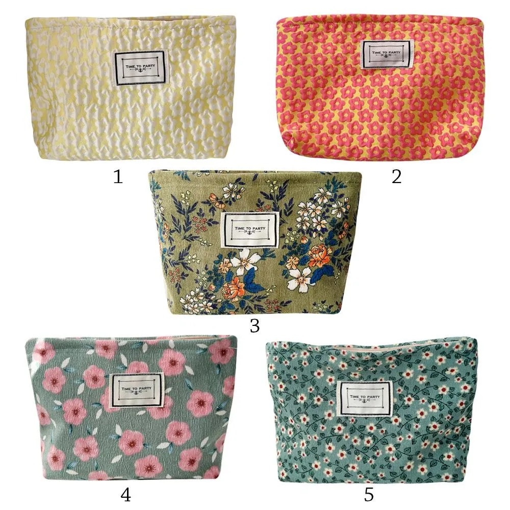 Trousse de toilette en jacquard floral, simple et tendance, grande capacité, idéale pour les voyages, les soins de la peau, les produits de toilette et le maquillage_voghion.com