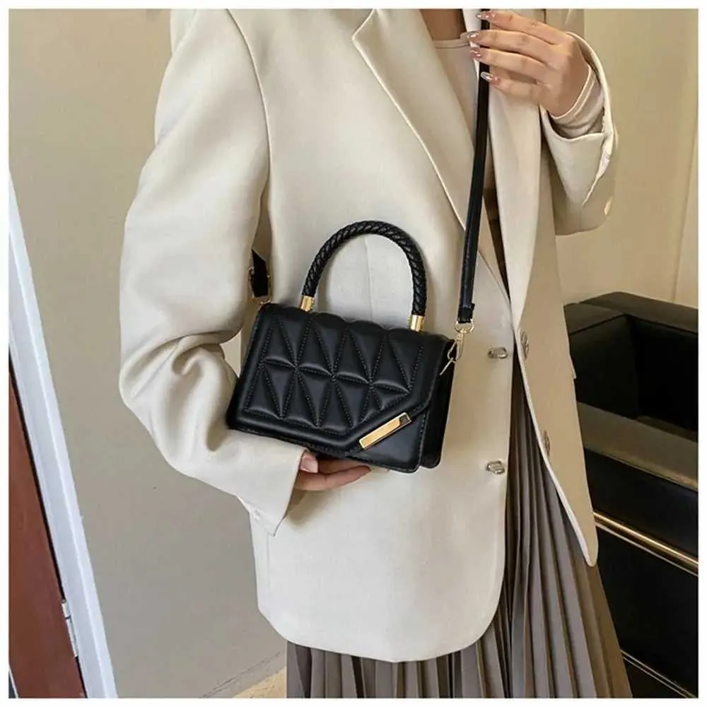 Mode PU Leder Plaid Messenger Schulter Tasche Damen Einfarbig Handtaschen Freizeit Stilvolle Umhängetaschen Für_voghion.com