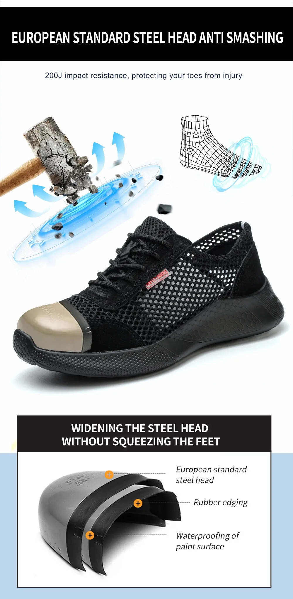 Breathable Safety Shoes For Men Lightweight Protective Work Boots_voghion.com