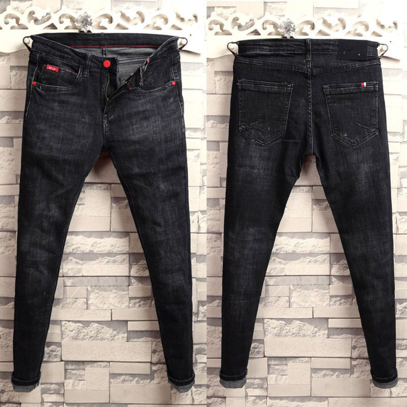 Men's Clothing Autumn and winter men's slim fit spirited young men social fast hand celebrities the same tight black stretch skinny jeans