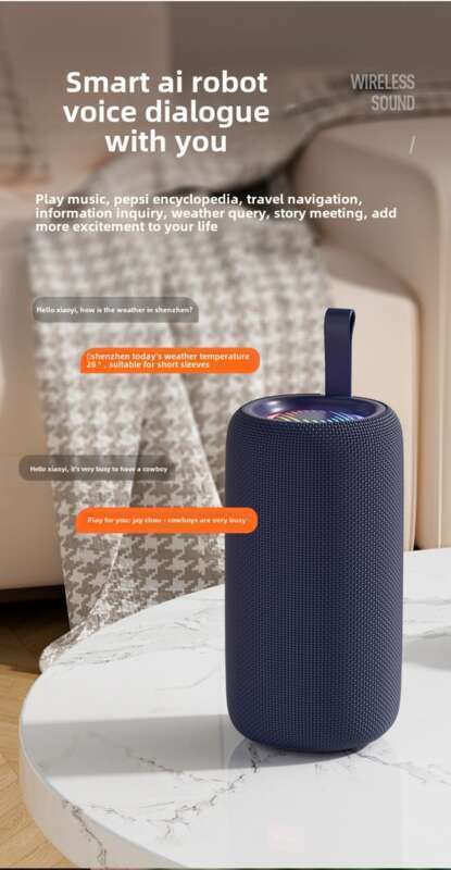 【 8000 chansons incluses 】 Enceinte Bluetooth intelligente, étanche et résistante aux chocs, pour l'extérieur, avec un son de faible tonalité pour la maison_voghion.com