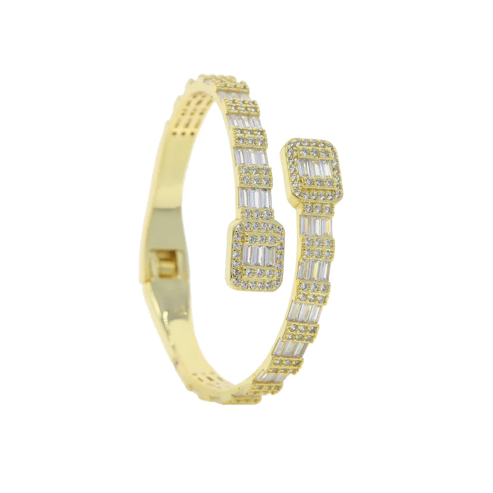 Iced Out Cubic Zirconia Bangle For Women, Micro Paved Cuff Bracelet_voghion.com