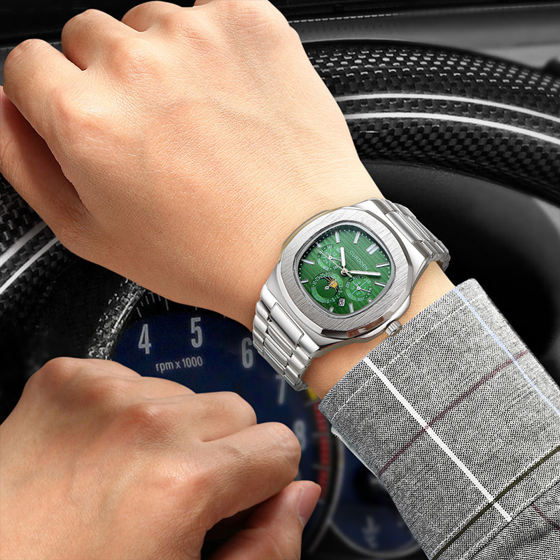 Modische Herren-Quarzuhr im Casual-Stil mit Armband aus einer Legierung und Datumsanzeige, rundem Zifferblatt, elegantem Design und schlichter, dekorativer Kalenderfunktion.