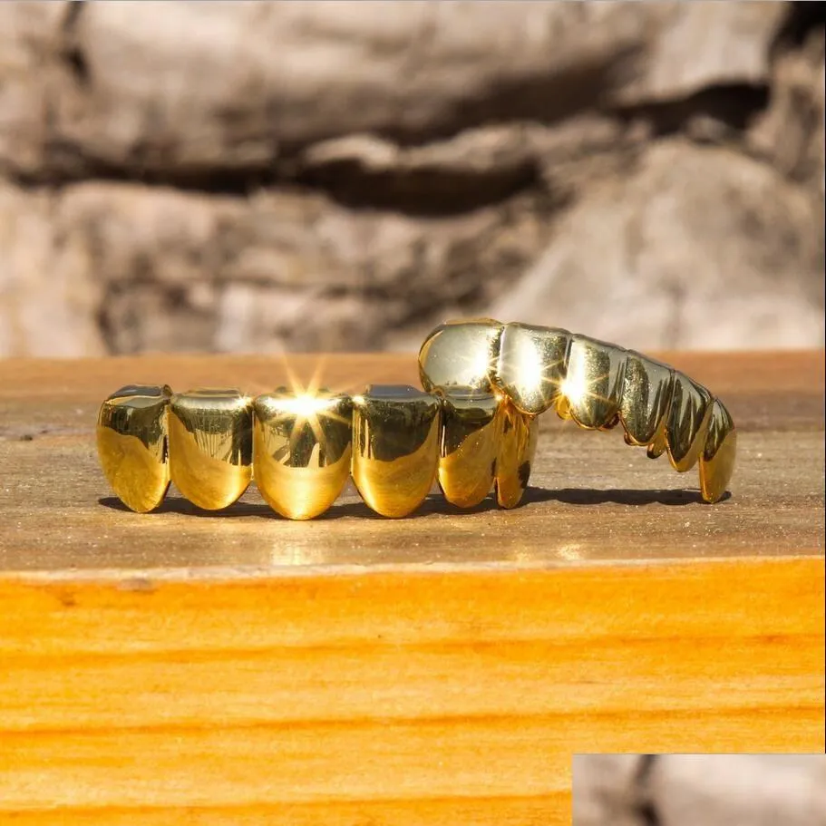 Grillz, Hip Hop Dental Zähne Grillz Männer Frauen Gold Grills Set Modeschmuck Hohe Qualität Acht 8 Top Zahn Sechs 6 Bott_voghion.com