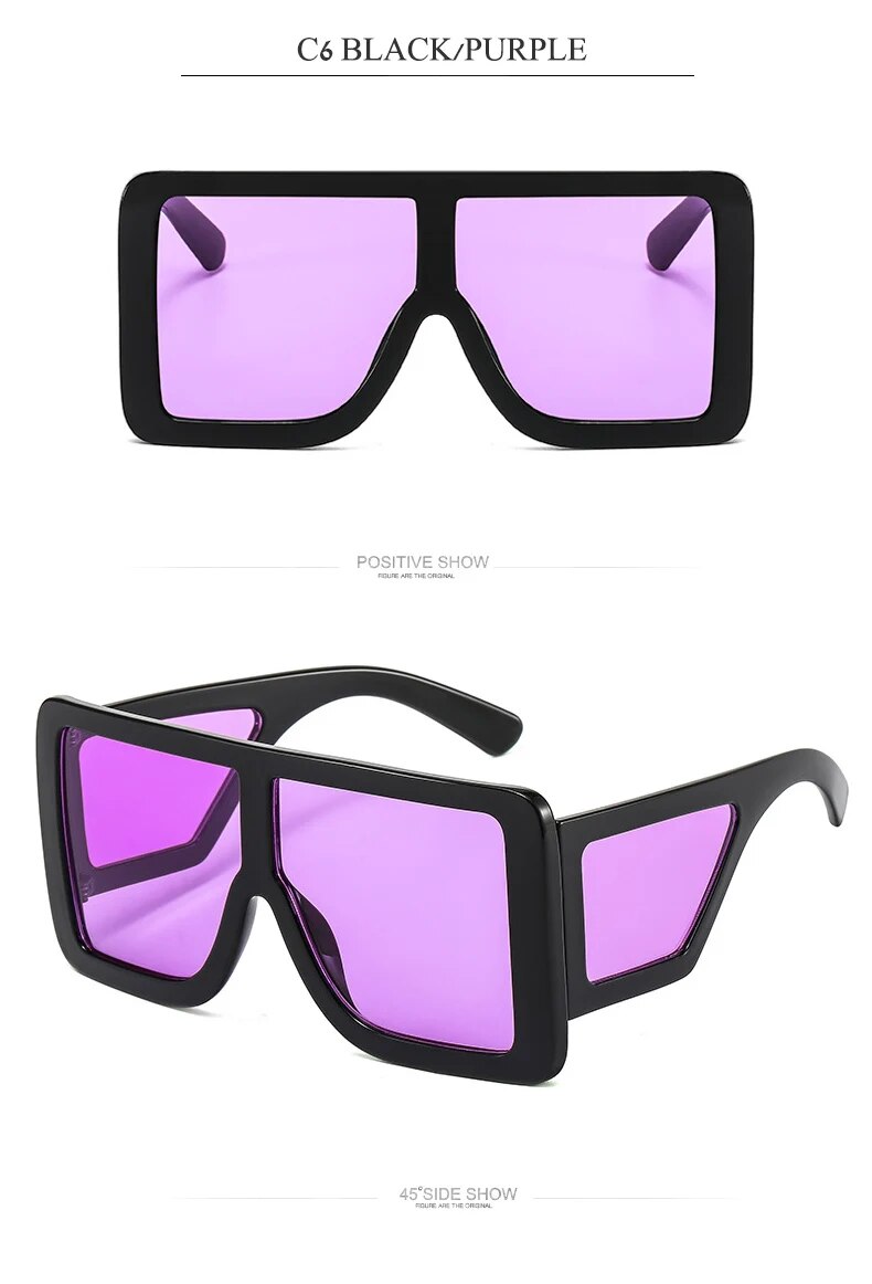 Occhiali da sole quadrati oversize da uomo e donna stile retrò_voghion.com