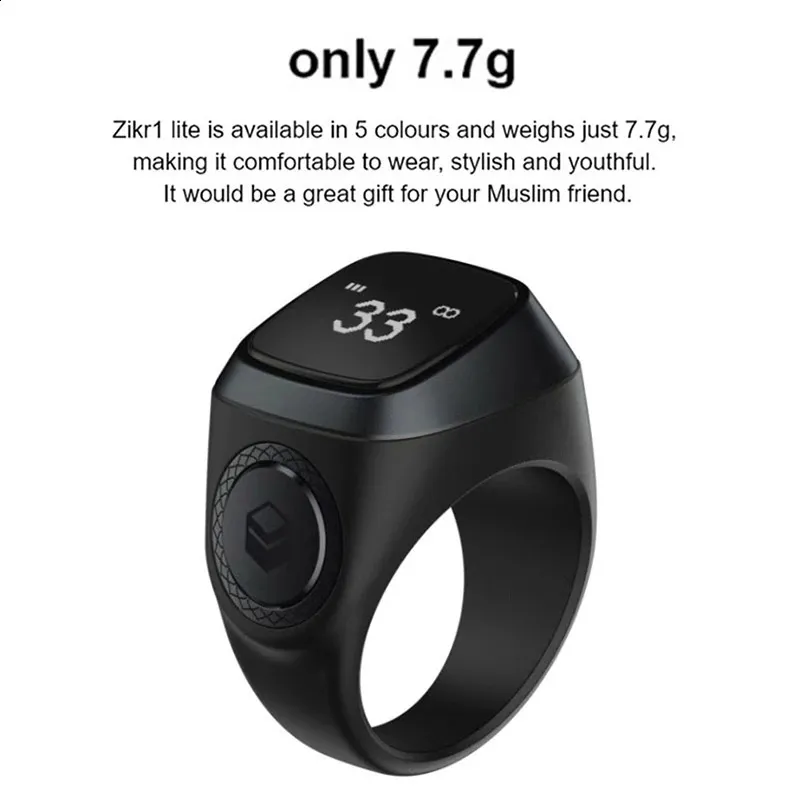 Tasbih Tally Counter Ring för muslimer Zikr Digital Tasbeeh 5 Bönetidspåminnelse Bluetooth avancerad smart bärbar_voghion.com