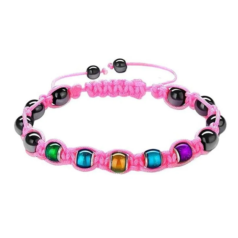 Adjustable Hematite Beaded Bracelet Natural Healing Gemstone_voghion.com