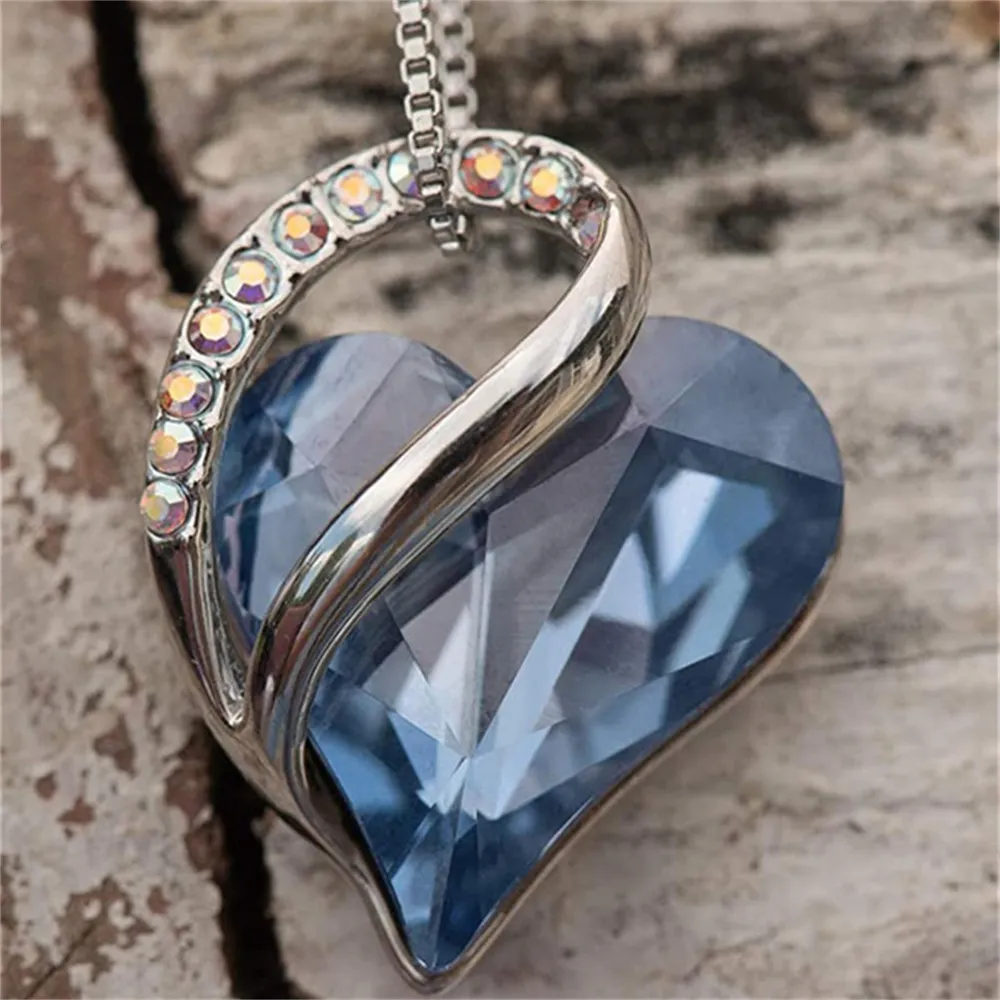 Herz Anhänger Halskette Mit Kristall Geburtsstein Schmuck_voghion.com