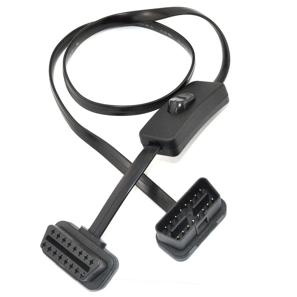 OBD2 II 16-pin Ultra-low Profile Power Switch J1962 M/F Extension Cable -_voghion.com