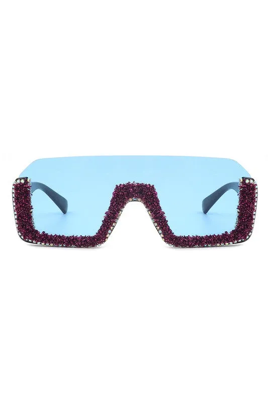 Square Half Frame Oversize Fashion Sunglasses_voghion.com