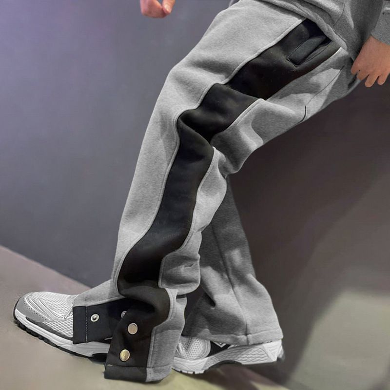 Spring And Autumn Men's Casual Brand Loose Oversized Sports Pants Trendy Color Matching Straight Tube_voghion.com