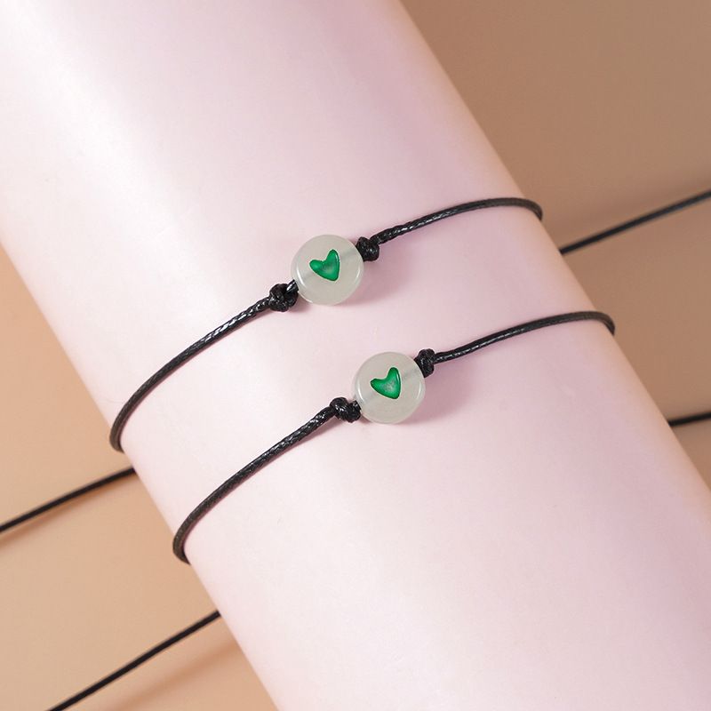 Nuovo semplice luminoso amore fortunato perlina amicizia coppia tirare gancio carta braccialetto regolabile mano corda_voghion.com