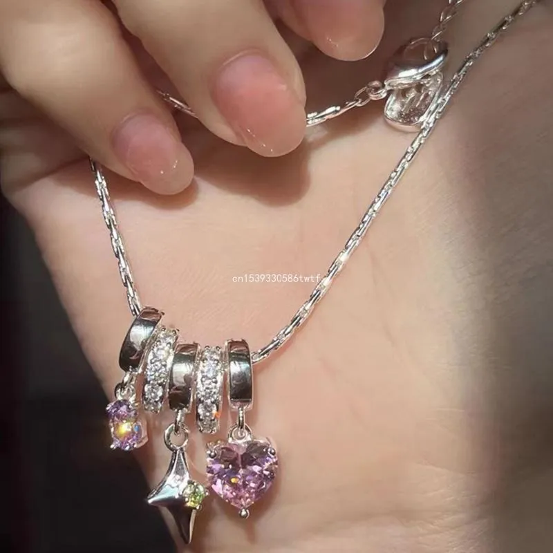 Colliers pendentifs Collier délicat Étoile Coeur Bijoux Ras du cou Chaîne épaisse Y2K Clavicule Femmes Fille Anniversaire Dropship_voghion.com