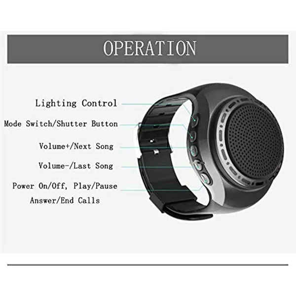 Wearable Waterproof Wireless Portable Bluetooth Speaker Watch; With MP3 Player & FM Radio & Selfie & Ultra Long Standby Time For Running_voghion.com