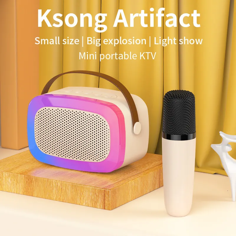 Microphones Mini Portable RGB Waterproof Children's Home Karaoke Speaker Subwoofer High Volume TWS Caixa De Som_voghion.com