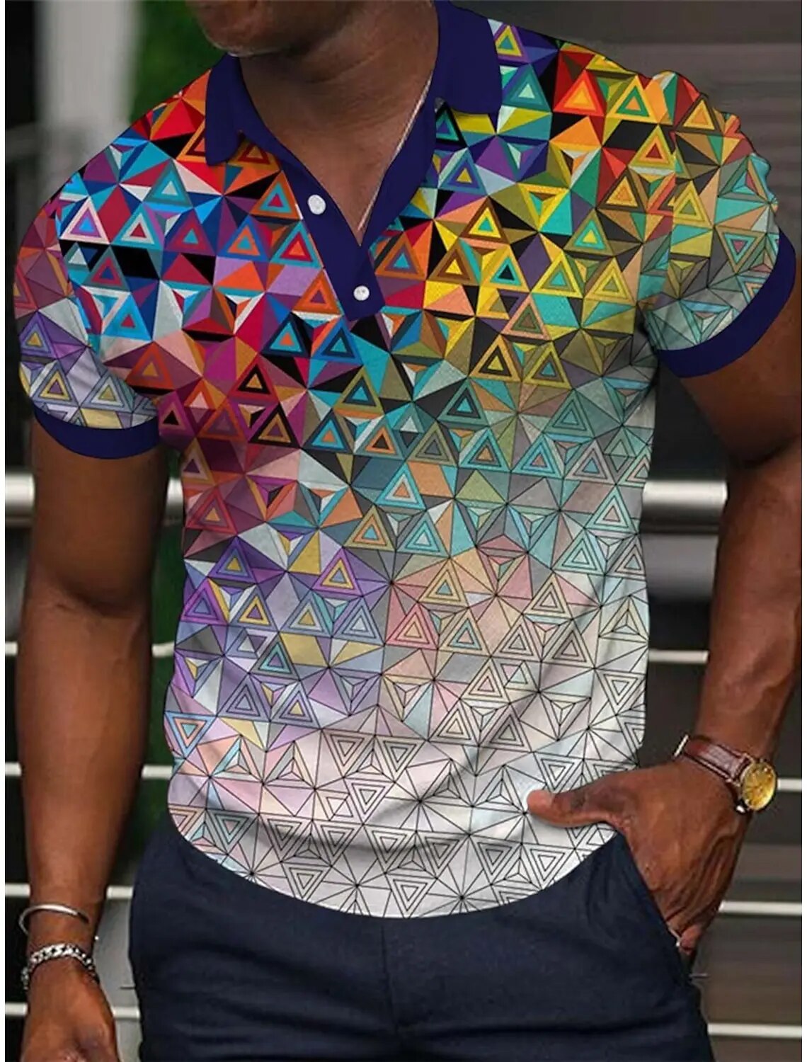 Men's Polo Golf Shirt Optical Illusion Graphic Geometry TurndownOutdoor Street Short Sleeves Button-Down Print Polos_voghion.com