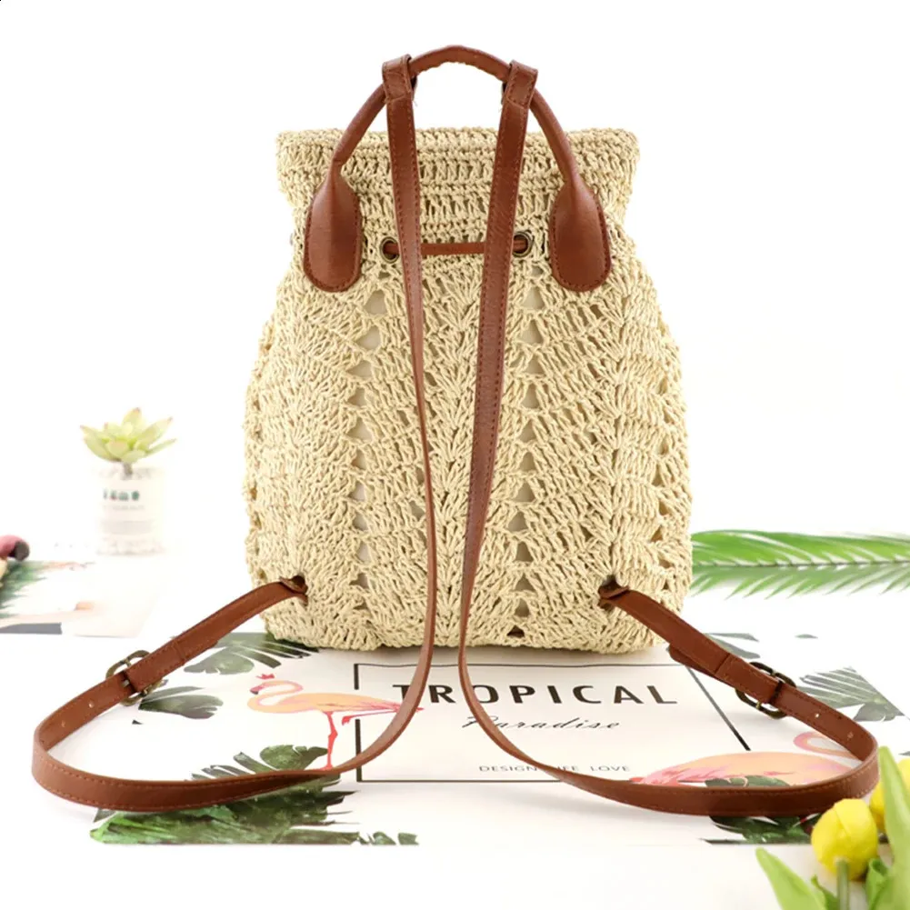 Damen Stroh Sommer Boho Bohemian Hohl Schultertasche Hobo Häkeln Reisetaschen für Frauen Gestrickter Strandrucksack 240907_voghion.com