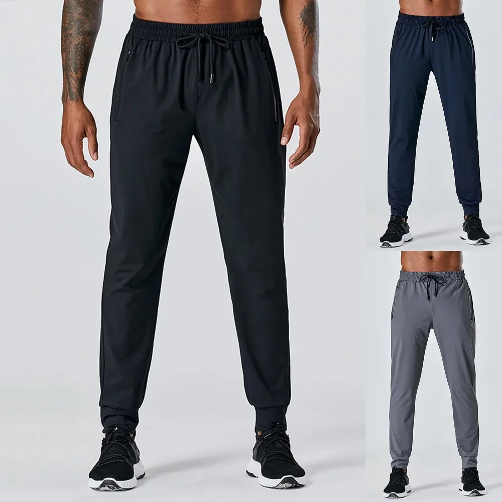 Joggers Spring And Summer Loose Ice Silk Outdoor Running Fiess Yoga Leisure Mens Straight Track Pants_voghion.com