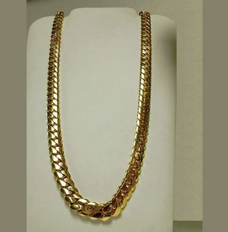 Designer Jewelry Classic 14K Gold Miami Mens Cuban Curb Chain Ring Necklace Fashion Minimalist Style Christmas Day Gift_voghion.com