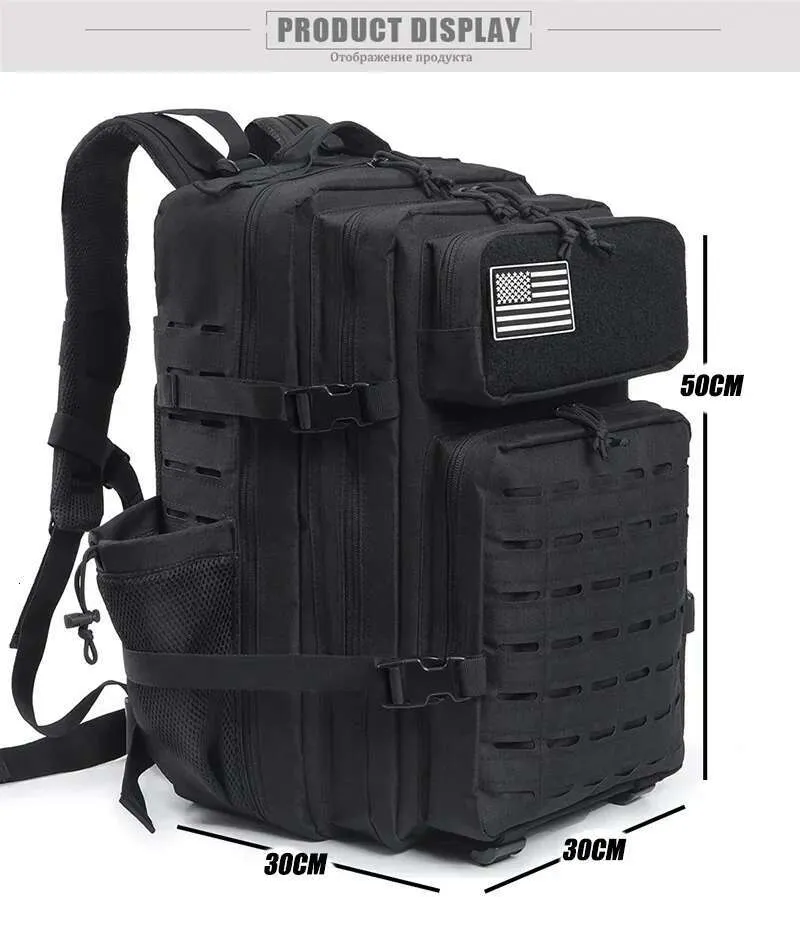 Zaino tattico da 25L/45L per donna/uomo, per sopravvivenza all'aperto, con taglio laser, Molle, per escursionismo, scuola, palestra, zaino con doppia tazza_voghion.com