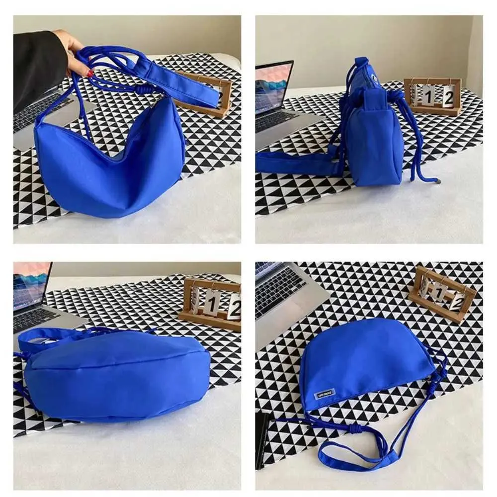 Half-moon Nylon Crossbody Bag Large Capacity Shoulder Bag Solid_voghion.com