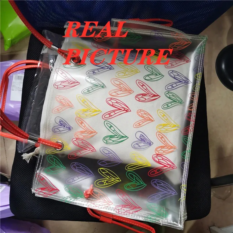 Heart Pattern Clear Pvc Tote Bag And Shoulder Bag Set For Summer_voghion.com
