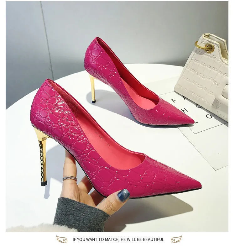 Weibliche High Heels Sexy Pumps mit Handtasche Sets Krokodil Pu Büro Dame Kleid Party Schuhe Match Frauen Gripsack Braun_voghion.com