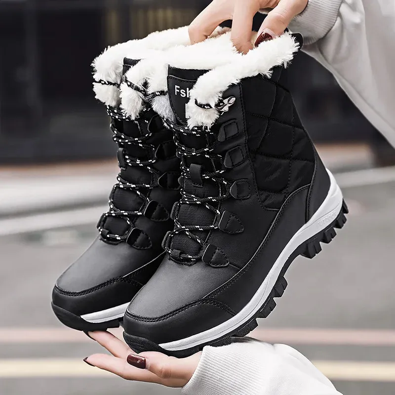 Enkel Dames Winterschoenen Houd Warm Antislip Zwarte Sneeuw Dames Veterlaarzen Chaussures Femme Laarsjes Dames Platte Laars_voghion.com