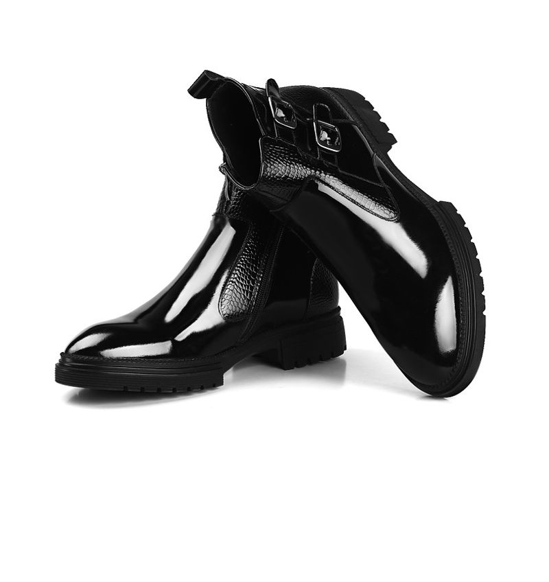 Men’s Shoes leather men's short thick soled big head round boots_voghion.com