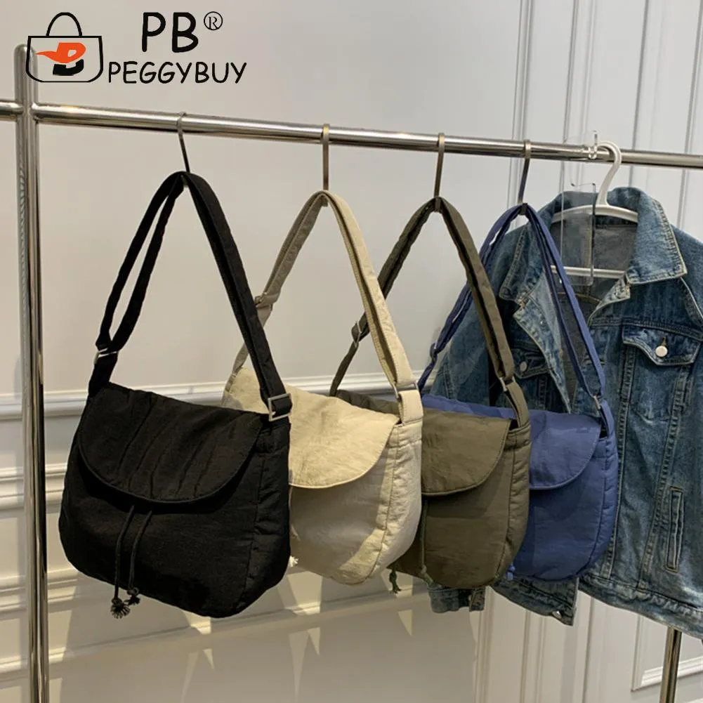 Sac messager unisexe à fermeture éclair et cordon de serrage, sacoche décontractée, élégante, sangle réglable, grande capacité, pour homme et femme_voghion.com