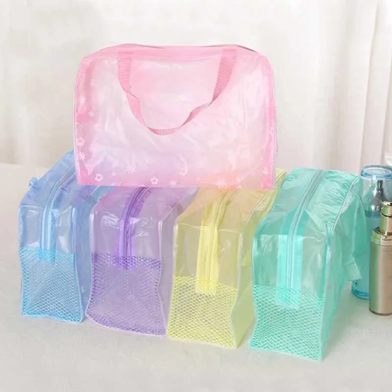1 Stück PVC Damen transparente wasserdichte Reißverschluss Beauty-Box Reise Make-up Tasche Handtasche Y241023_voghion.com