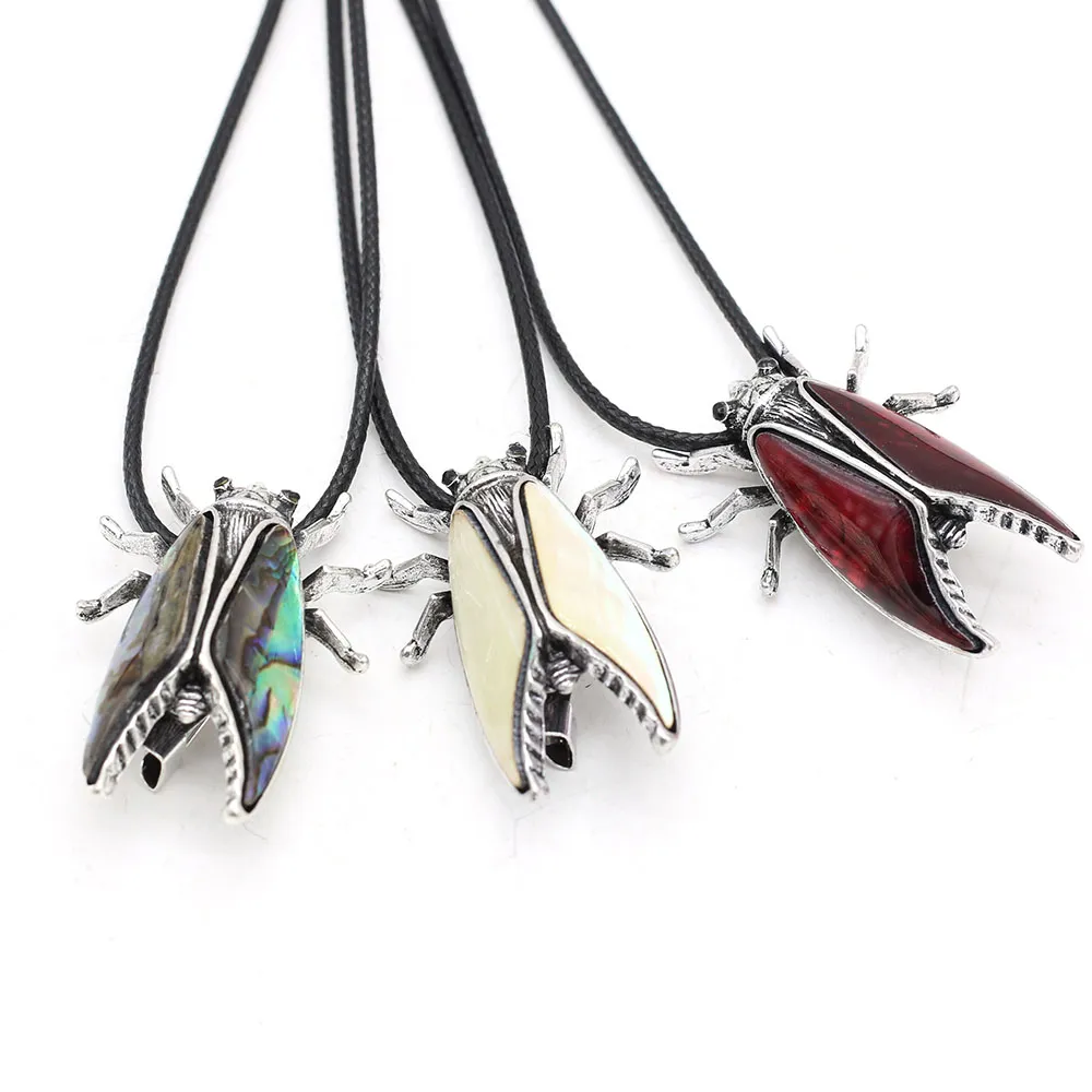 Anhänger Halsketten Natürliche Muschel Halskette Insektenform 28x40mm für DIY Schmuckherstellung Armband Wohndekoration Geschenk_voghion.com