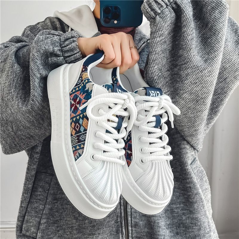 2024 Sommer Neue Shell Kopf Atmungsaktive Sport Weiß Herren Dicke Unterseite Leinwand Casual Vielseitige Bord Schuhe_voghion.com