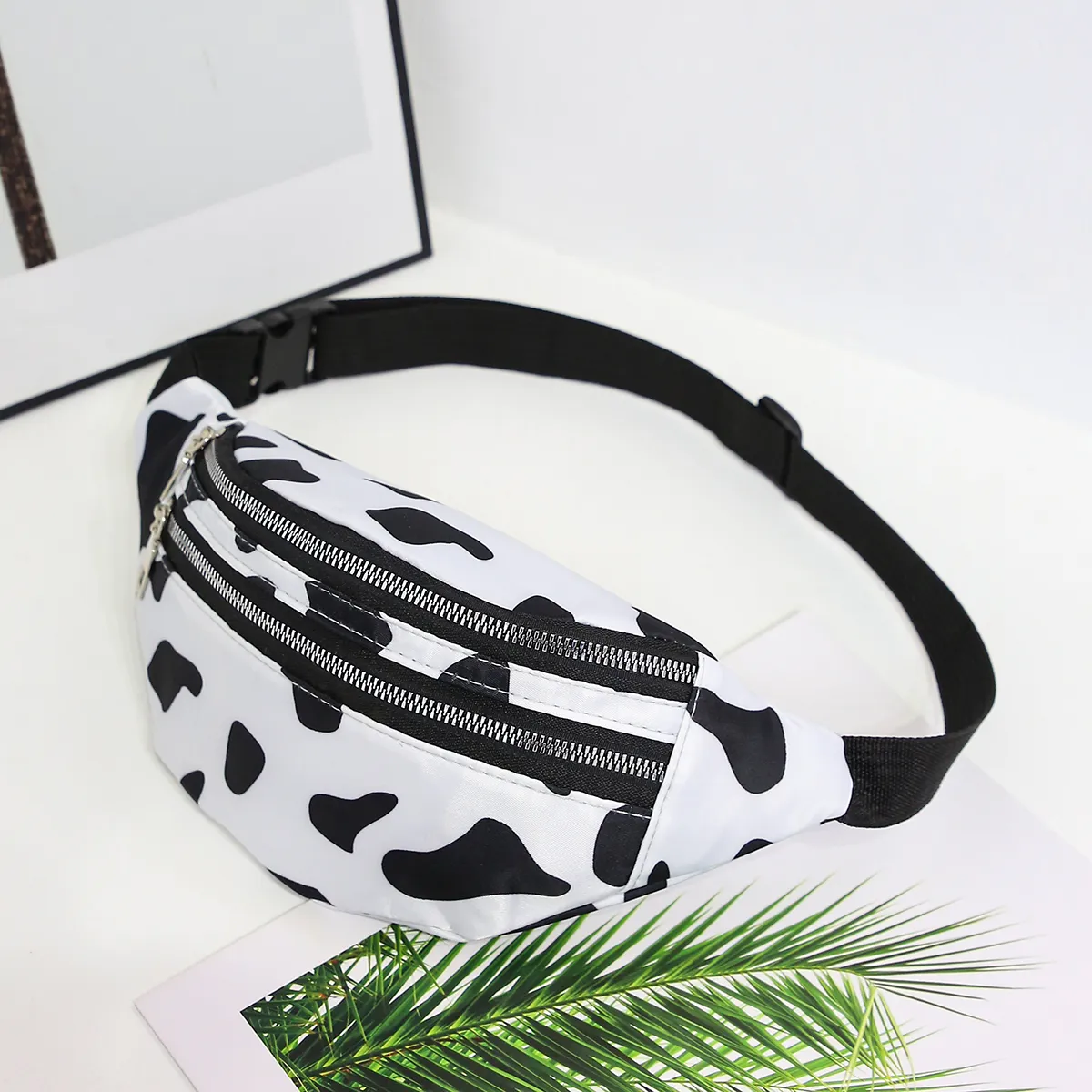 Cow Pattern Waist Printing Fashion Ladies Messenger Sports Chest Bag CrossBody Pocket Belt Bum Fanny Pack Pouch_voghion.com