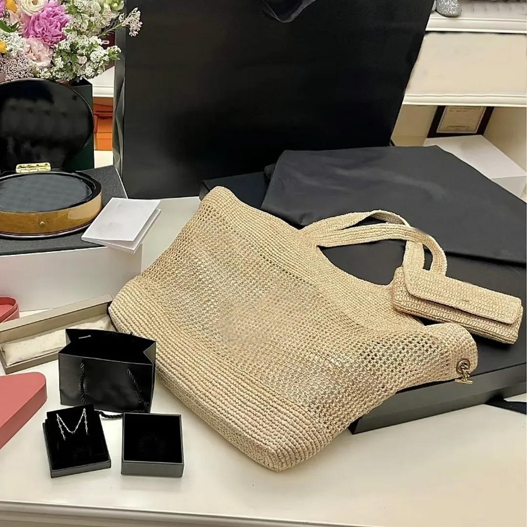 Raffia Straw Shoulder Bag Designer Luxury Bucket Bag For Women_voghion.com