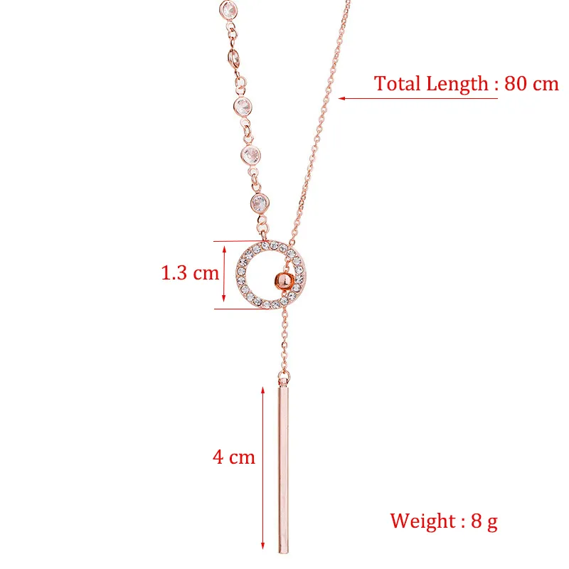 Preț 10 USD Femeii moda bijuterii pandantiv coliere lungi pulover lanț strălucitor micro cristal rotund cerc picătură colier la modă_voghion.com