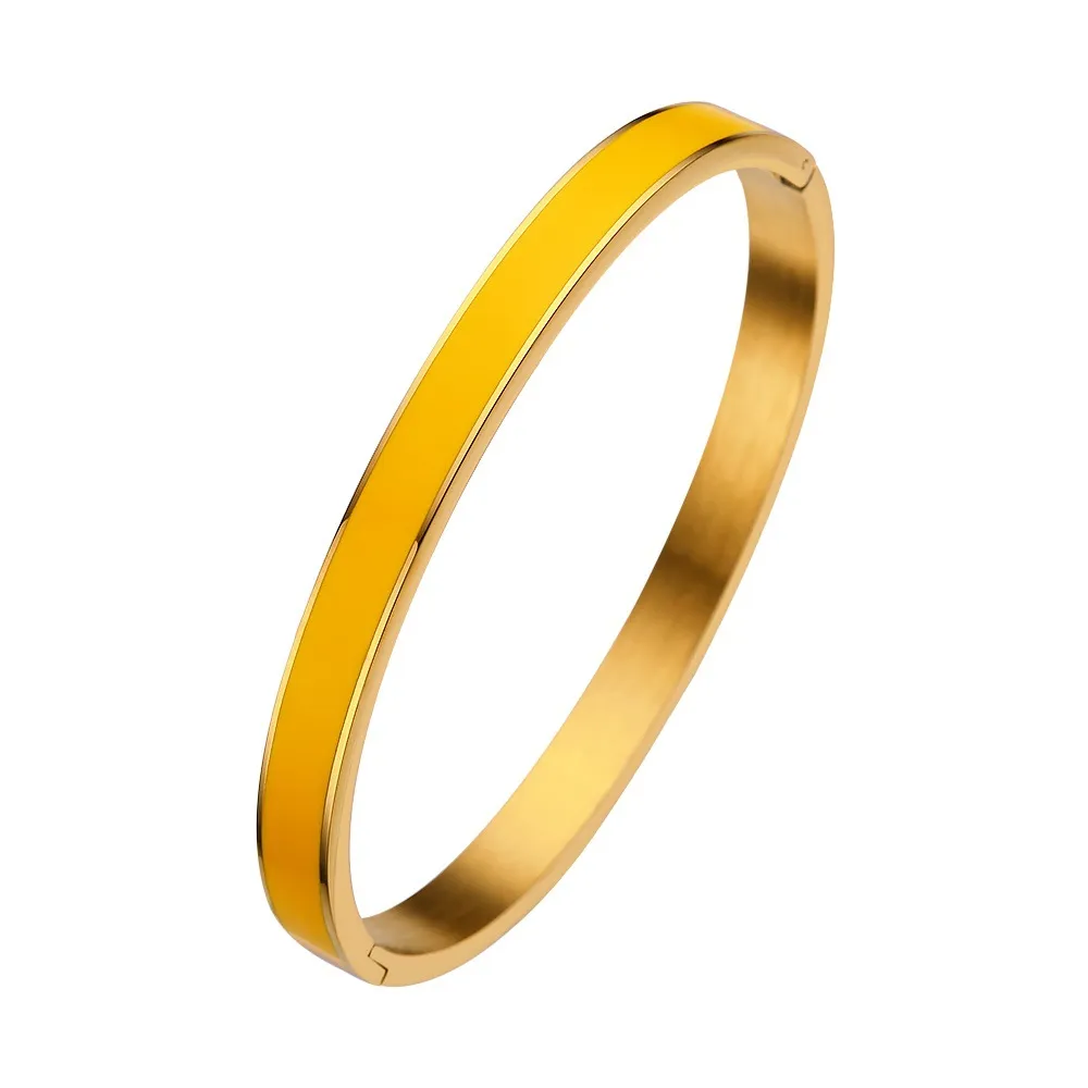 Titanium Steel Enamel Bangle Gold Plated Designer Bracelet For Women_voghion.com