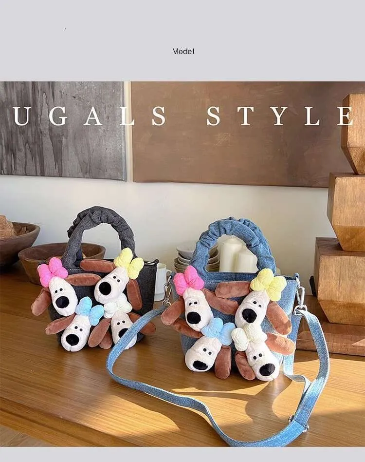 Bolso de mano de mezclilla con forma de cubo de peluche para mujer, de gran capacidad, estilo bandolera, informal_voghion.com